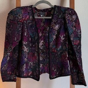 Cachet Women's Blazer with Multicolor Floral Design metallic